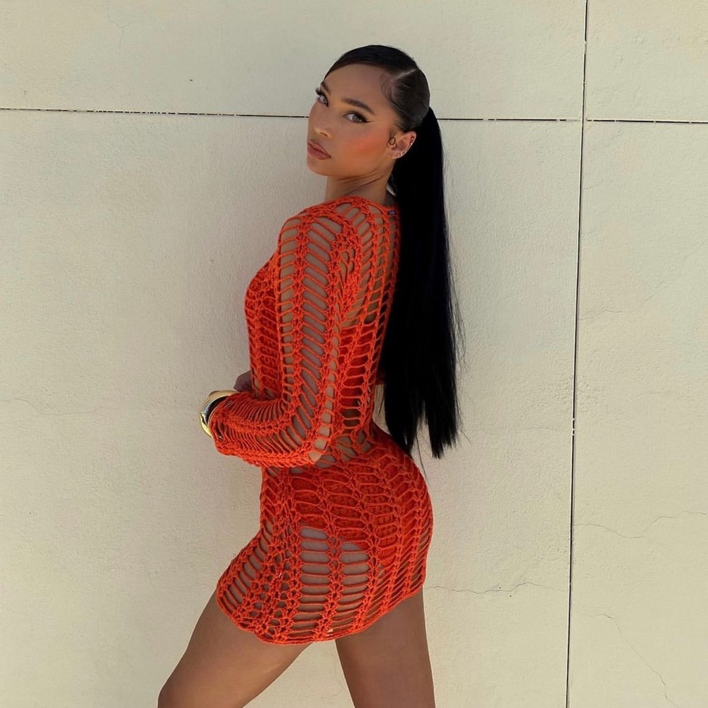 Orange crochet dress